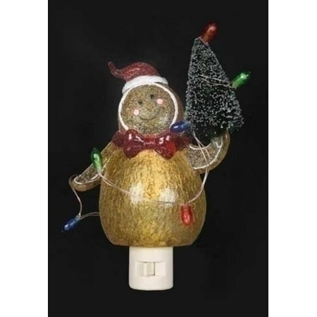6.25" LED Jolly Gingerbread Man with Tree Christmas Night Light