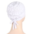 thumbnail image 4 of MEICHEN Turbans for Women Adjustable Beading Braid Hat Muslim Ruffle Cancer Beanie Wrap Cap Sleep Caps Satin Lined Hair Bonnets All Seasons Fashion Must Have, 4 of 6