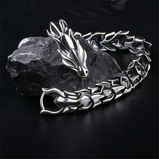 Timifis Bracelets Sterling Silver Dragon Bracelet Link Of Dragon Bracelet For Men Clasp - Summer Savings Clearance White Us:8