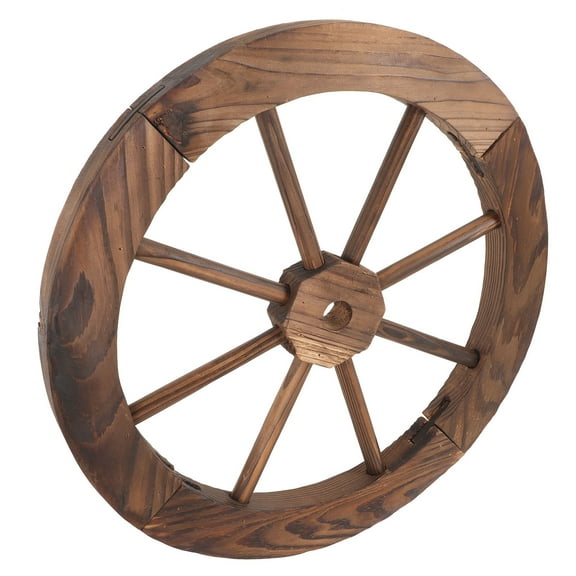 PTOOTP Craft Wood Wagon Wheel Wall Decoration Dark Brown Wood 1Pack