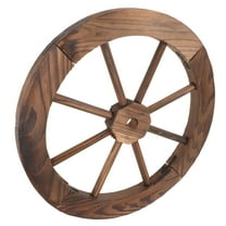 PTOOTP Craft Wood Wagon Wheel Wall Decoration Dark Brown Wood 1Pack