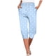 thumbnail image 1 of Mujeres Capri Pantalones Elástico Corbata Cintura Suelta Ajuste con Bolsillos, Casual Y Cómodo Pantalones de Cintura Elástica para las Mujeres, 1 of 6