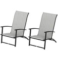 thumbnail image 1 of Set of 2 Grey Folding Outdoor Chairs with Armrests - Patio Lawn Chairs for Balcony, Backyard & Garden Seating - Durable Mesh & Metal Frame - 33.9" High Back, 1 of 7
