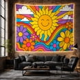 thumbnail image 6 of Floral Garden Smiling with Face Closed Crescent Shaped, Mystical Fantasy for Space Lovers, Galaxy Room Decor, Mother'S Day Gift, Tapestry Wall Hanging for Bedroom and Dorm, 6 of 7