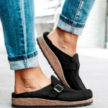 

Women s Backless Flat Shoes Round Toe Slip-on Mules Sneakers Driving Loafer