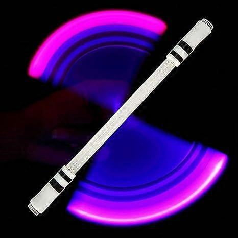 Spinning Pen Non Slip Coated LED Rolling Pen Ball Point Pen Learning Office Supplies without Refill - E15 (B Transparent Bubble send E11)