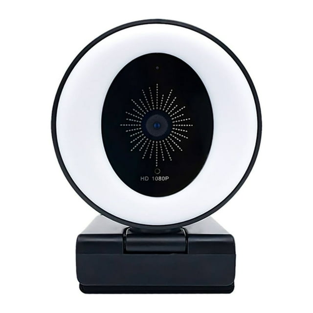 HLONK Webcam Haute Résolution 1080P avec Lumière Réglable et Microphones Réducteurs de Bruit Webcam USB pour Réunion d'Apprentissage en Ligne et Enregistrement Vidéo Adapté pour Windows iOS Android etc.