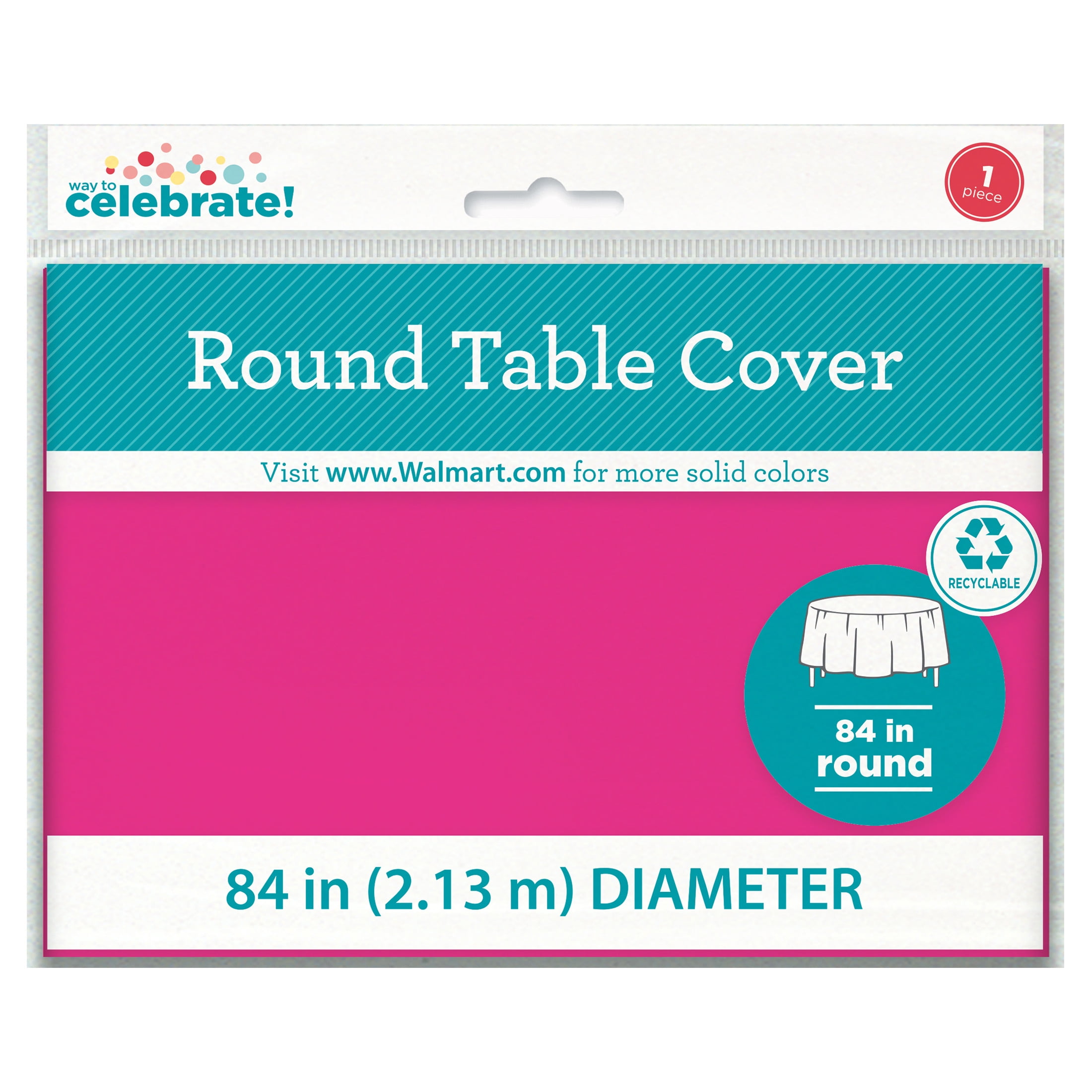 (6 pack) 1CT 84IN Pink Round Plastic Table Cover by Way To Celebrate