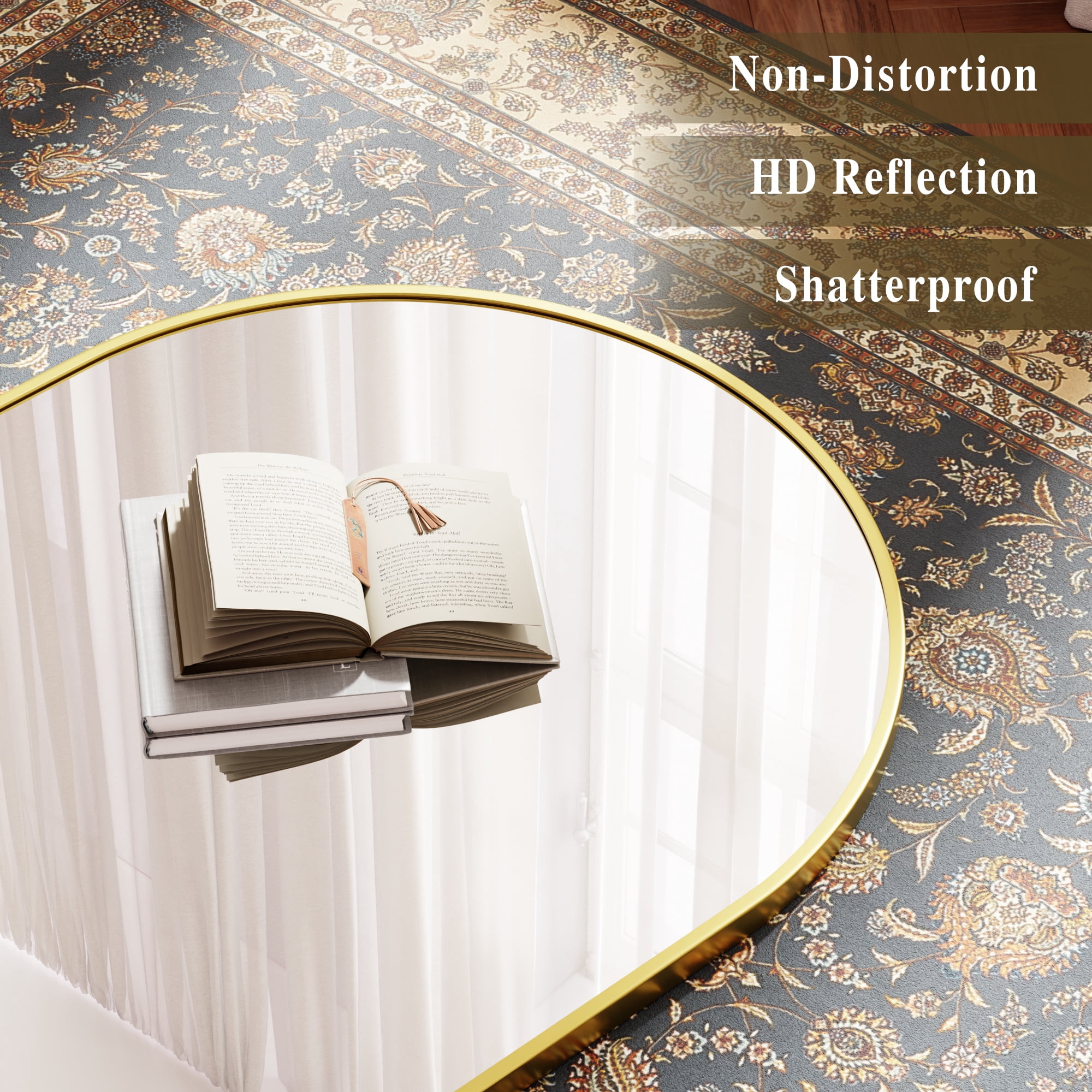 SHATTERVUE 78"x35" Arched Large Full Length Mirror Floor Mirrors Wall Mounted,Gold
