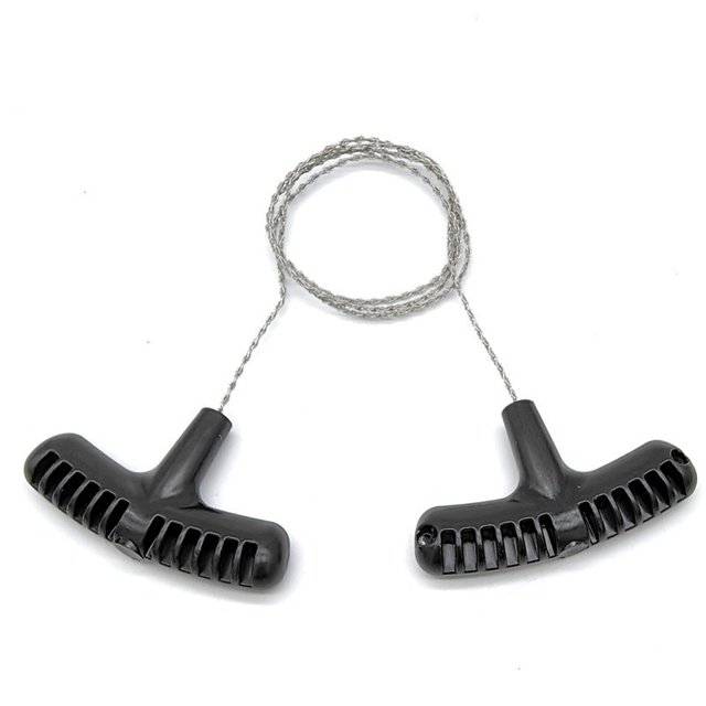 3-Piece Black Jigsaw - Portable Outdoor Survival Tool - Pocket Saw - Wilderness Survival Rope - Multifunctional Emergency Tool