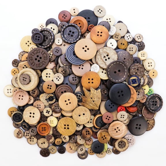 Genreen 600 Pcs Assorted Sizes Wooden Buttons Mixed Colors Coconut Shell Wood Handmade Ornament Buttons for Sewing Decorations DIY Arts and Crafts Manual Button Painting