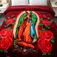 thumbnail image 3 of JML Raschel A&B Printed 2-ply Reversible Korean-style Plush Fleece Blanket Burgundy Mary King, 3 of 5