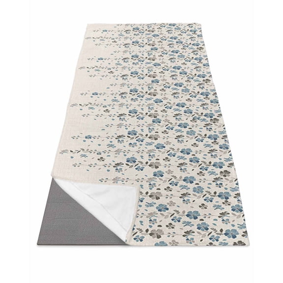 Weeping Flowers Yoga Towel for Hot Yoga Non Slip, Blue Grey Spring Floral Botanical Rustic Burlap Yoga Mat Towel Absorbent Yoga Sweat Towels Microfiber Hot Yoga Blanket for Bikram Pilates 26"x70"