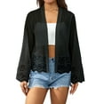 thumbnail image 1 of KOMOO Women Lace Sheer Cover Up Tops Short Sleeve Ruffle Open Front Cardigan Lightweight See Through Cardigan, 1 of 5