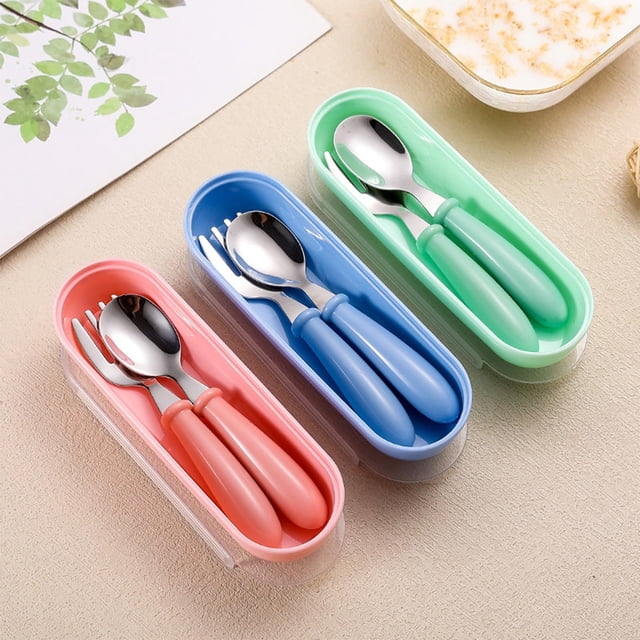 Stainless Steel Tableware 2-Piece Red Stainless Steel Cutlery Set with Storage Box Portable Fork and Spoon for Travel Rkxzt