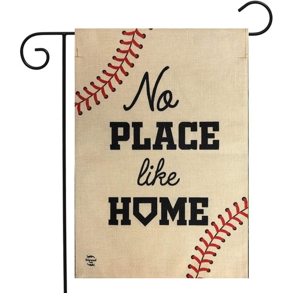 Summer No Place Like Baseball Garden Flag 12 x 18 Inch Double Sided Burlap Outdoor Decor