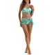 thumbnail image 2 of Bañadores de bikini de 3 piezas con tirantes ajustables para mujer, parte inferior triangular con falda de malla, color turquesa grande, 2 of 5
