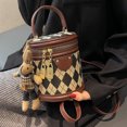 thumbnail image 4 of Bolso pequeño vintage para mujer, estilo primaveral, estilo bandolera, con textura rombal, portátil, 4 of 6