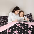 thumbnail image 4 of Erosebridal Teens Cartoon Ribbon Bow Twin Comforter Sets 3-Piece,Vintage Polka Dots Bedding Set For Kids Girls,Black Pink,Pink Reversible, 4 of 6
