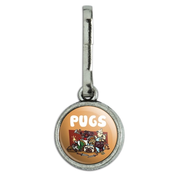 PUGS Games RPG Pickup Groups LFG Rogue Wizard Warrior Ranger 2 Antiqued Charm Clothes Purse Suitcase Backpack Zipper Pull Aid