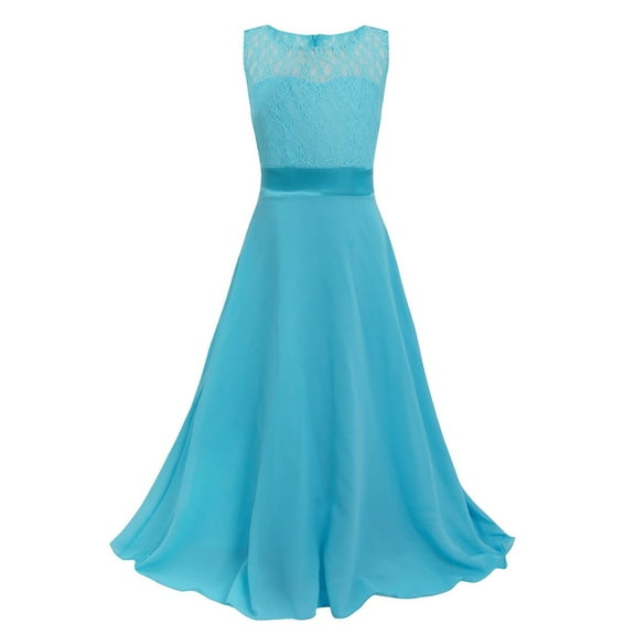 YiZYiF Kids Girls Chiffon Flower Girl Dress Floral Lace Bodice Wedding Birthday Party Dress