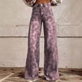 thumbnail image 2 of yunLCZ Wide Leg Pants Woman Wide Leg Pants Woman High Waist Floral Patterned Pants Lightweight Loose Fit Casual Colorful Trouser Imitation Jeans Office Slacks, 2 of 4