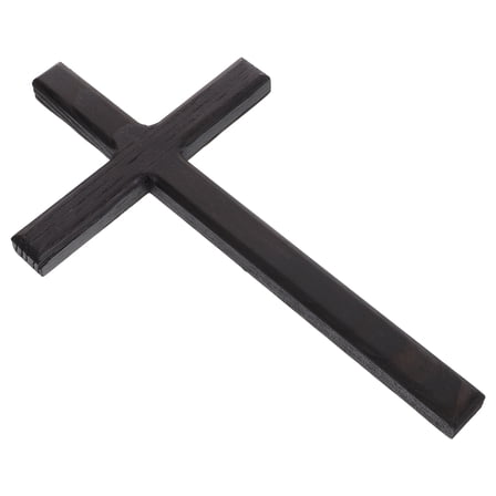 OUNONA Hanging Wall Decoration Black Wooden Cross for Living Room 1Pack