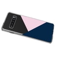 thumbnail image 2 of DistinctInk Clear Shockproof Hybrid Case for Samsung Galaxy S10 (6.1" Screen) - TPU Bumper, Acrylic Back, Tempered Glass Screen Protector - Color Block - Navy & Pink, 2 of 6