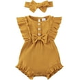 thumbnail image 3 of Maxcozy Baby Girls Toddler Ruffle Sleeve Romper Jumpsuit Summer Clothes 2PCS Outfit Set, 3 of 9