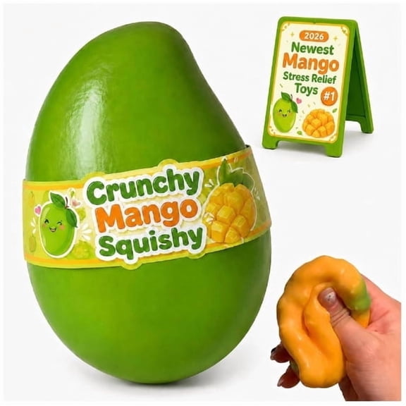 Clearance! Crunchy Squishy Mango Squeeze Stress Ball Smushers Color Changing Fidget Toy with ASMR Crisp Sound High Elastic Decompression Toy for Anxiety Relief Funny Gift