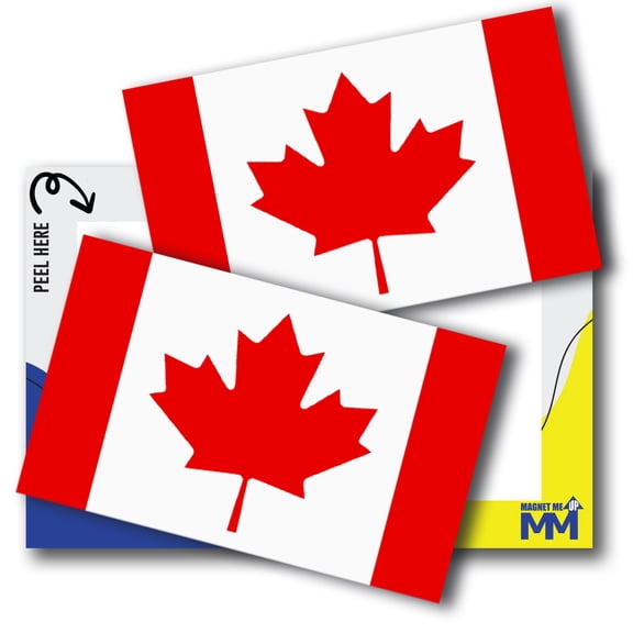 Magnet Me Up Canada Flag Bumper Stickers, 2 Pk - 3x5", Adhesive Decals, USA Made