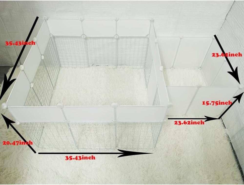 Dog Playpen Indoor with Door, DIY Puppy Play Pen Portable Metal Wire Yard Fence Small Animal Exercise Cage for Small-Sized Dog