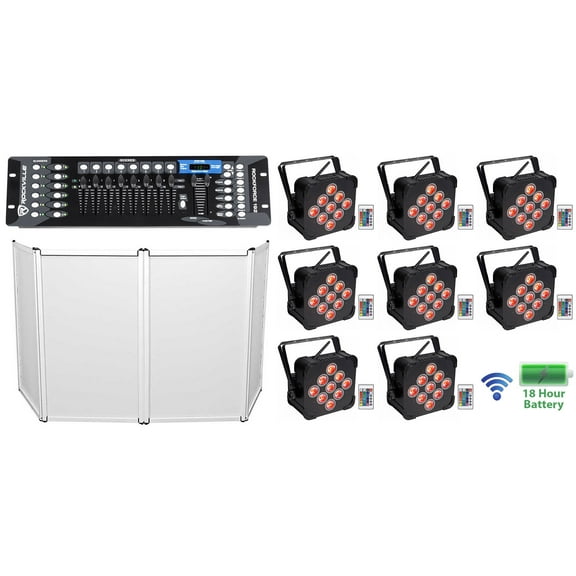 8) Rockville BEST PAR 60 Rechargable Wireless Par Can Wash Lights Facade Control