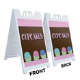 thumbnail image 2 of A-frame Sidewalk Cupcakes 24" x 36" Double Sided A-Frame Sidewalk Sign, Includes 2 Installed Vinyl Decals | Foldable Portable White Signicade Sandwich Board Signs, 2 of 5
