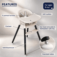thumbnail image 6 of Fodoss 3-in-1 Wooden High Chair for Babies and Toddlers Easy Clean Baby Feeding Chair with Sponge Cushion Black, 6 of 6