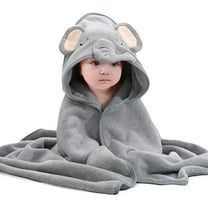 Dyues Hooded Towel,Bath Towel Cartoon Animal Absorbent Soft Baby Bath Towels for Toddler,Washcloth Shower Gift Girl Boy- Grey Elephant