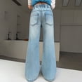 thumbnail image 5 of Miaoju Girls Flare Jeans Elastic Waistband Bell Bottom Denim Pants with Pockets, Casual Jeans for Girls, 5 of 7