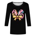 thumbnail image 4 of Camisetas Casuales de las Mujeres Impresas 3/4 Manga Cuello Redondo Blusa, Moda Ligera Superior para el Hogar Y el Uso Diario, Cómoda Imitación de la Tela Del Estante, 4 of 6