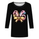thumbnail image 5 of Camisetas Casuales de las Mujeres Impresas 3/4 Manga Cuello Redondo Blusa, Moda Ligera Superior para el Hogar Y el Uso Diario, Cómoda Imitación de la Tela Del Estante, 5 of 5