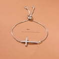 thumbnail image 3 of CZ Cross Adjustable Slider Bracelet, Gold & Silver Plated Box Chain, 3 of 5