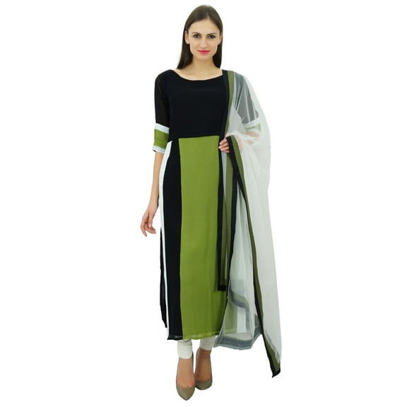 Atasi Straight Long Kurta With Dupatta Salwar Kameez Indian Ethnic Kurti Dress