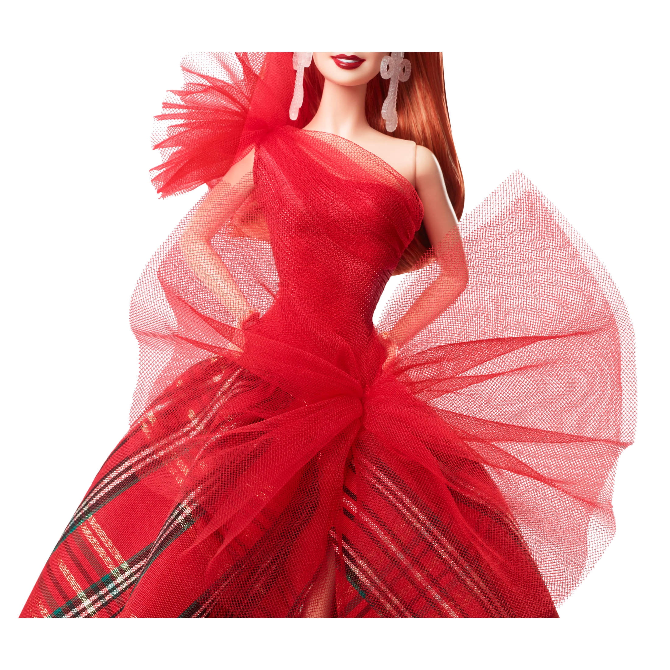 Barbie 2024 Holiday Barbie Dolls, Seasonal Collector Gift, Barbie Signature, Plaid Gown with Red Bow [Walmart Exclusive]