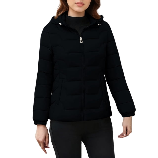 Lovzfmll Veste Décontractée pour Femme, Style à Capuche à Manches Longues Coloré Noir, 4TG