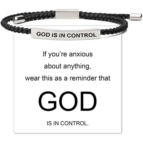 God is in Control Bracelet Inspirational Bracelets for Women Handmade Adjustable Braided Rope Engraved Motivational Bracelet Birthday Gifts for Women
