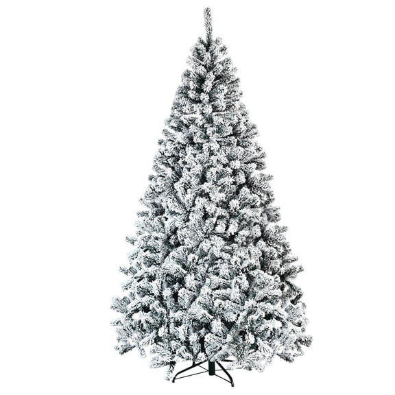 Costway 2,25m Árbol de Navidad Nevado No Iluminado con Bisagras y Base de Metal
