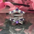 thumbnail image 5 of Fire Opal and Purple Amethyst Ring Guard in 925 Sterling Silver October Birthstone Ring Enhancer, 5 of 7