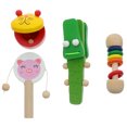 thumbnail image 2 of Guangmc 4 piezas de instrumentos musicales para niños, castañuelas para dedos, sonajeros, tambores, juguetes de madera para badajos, 2 of 6