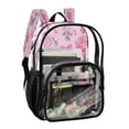 thumbnail image 2 of PVC Transparent Backpacks Clear Backpack for Travel and Outings Pink Roses and Butterflies, 2 of 7