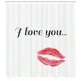 thumbnail image 3 of Ambesonne I Love You Shower Curtain, Red Kiss Lipstick, 69"Wx70"L, Dark Coral Grey, 3 of 3