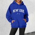 thumbnail image 2 of Tiweut New York Hoodie For Women Y2K Fall Pattern Oversized Hooded Sweatshirts Long Sleeve Cozy Drawstring Pullover Tops,A-Blue,Blue, 2 of 4